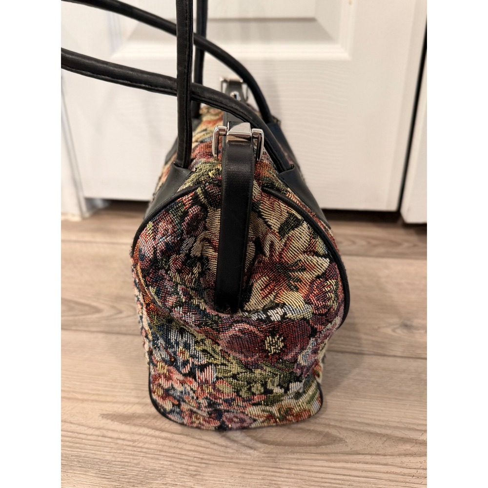 Vintage Floral Tapestry Comeco Bag Kiss Lock Satchel Upholstery Multi-Color - Picture 2 of 11